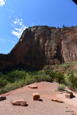 Angels Landing from the river bed